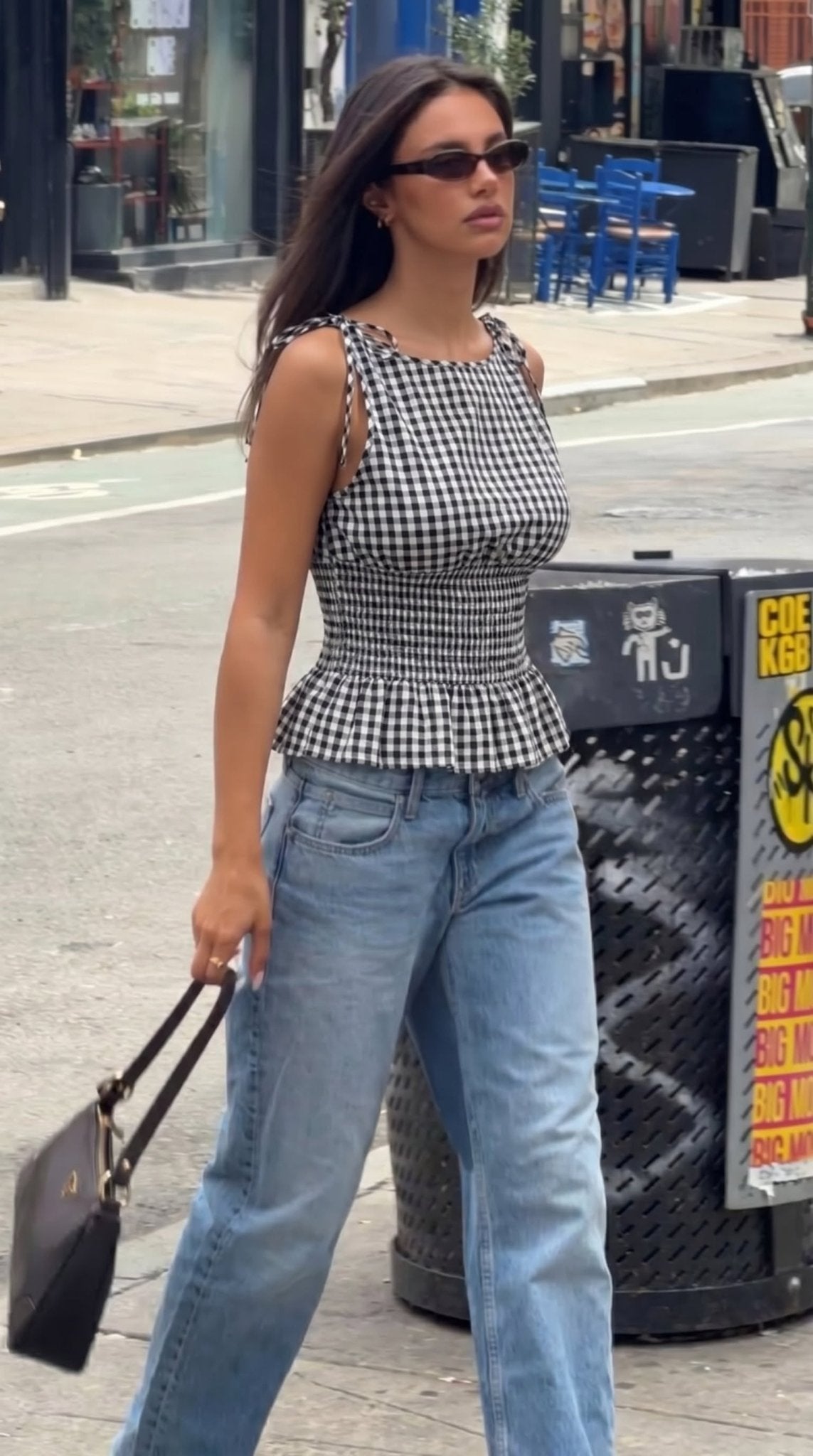 Camiseta de tirantes de cuadros vintage Jessica