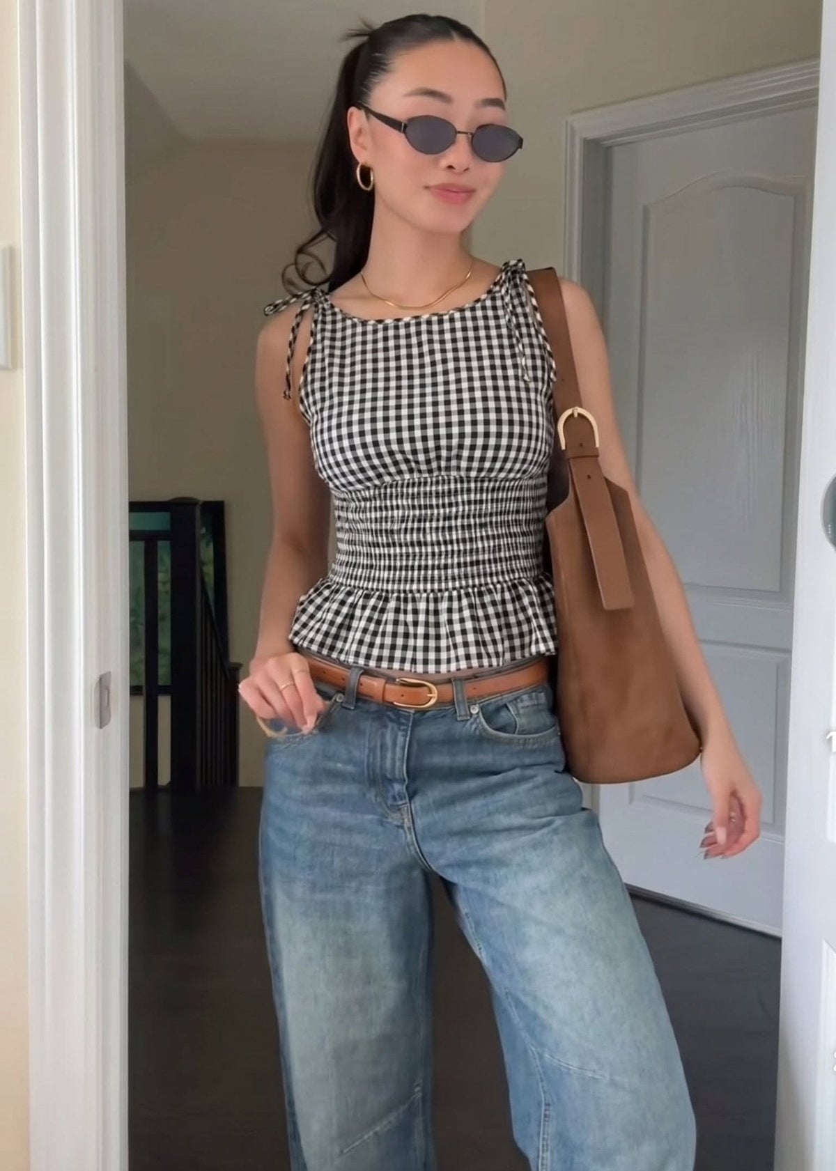 Camiseta de tirantes de cuadros vintage Jessica