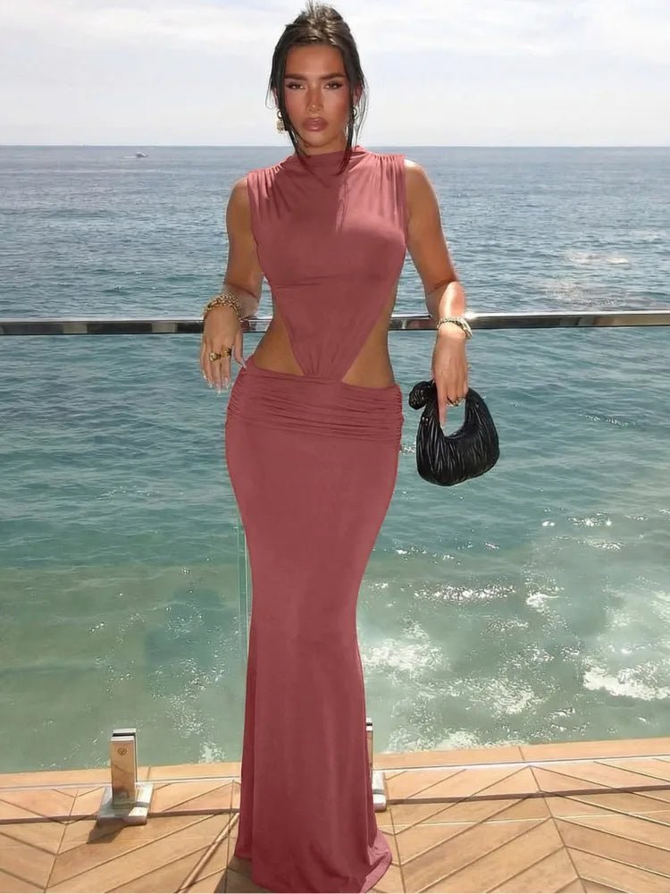 Vestido largo con espalda descubierta y recortes Jianna