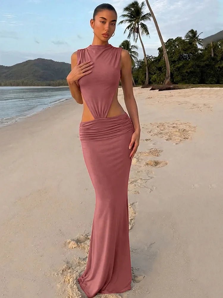 Vestido largo con espalda descubierta y recortes Jianna