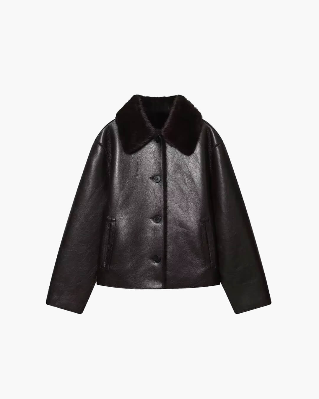 Chaqueta reversible de cuero y piel sintética Joana