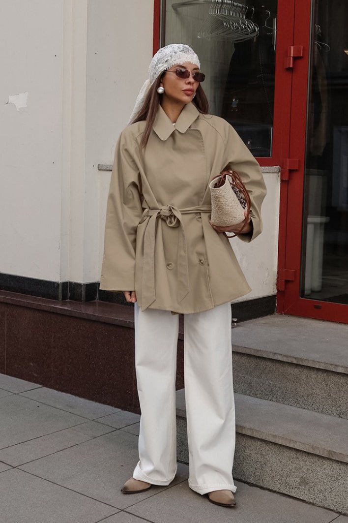 Gabardina cruzada con cinturón Joanna