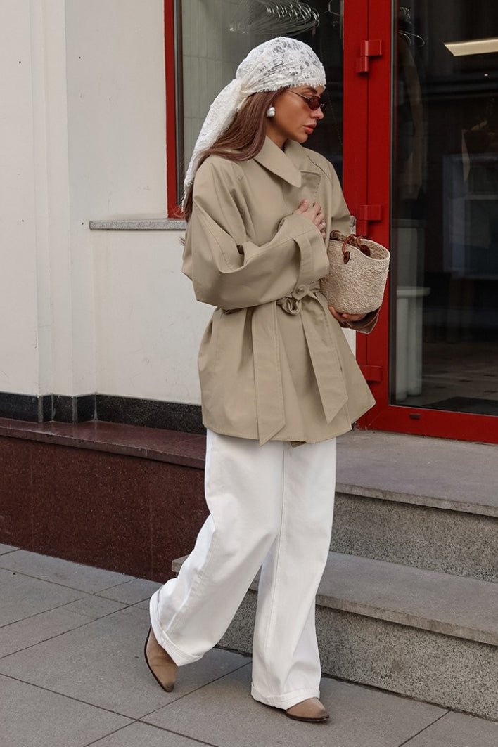 Gabardina cruzada con cinturón Joanna
