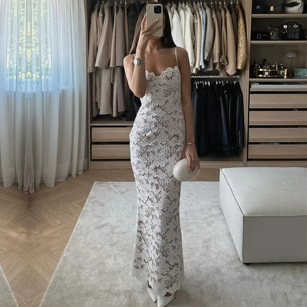Vestido de encaje Joanna con tirantes