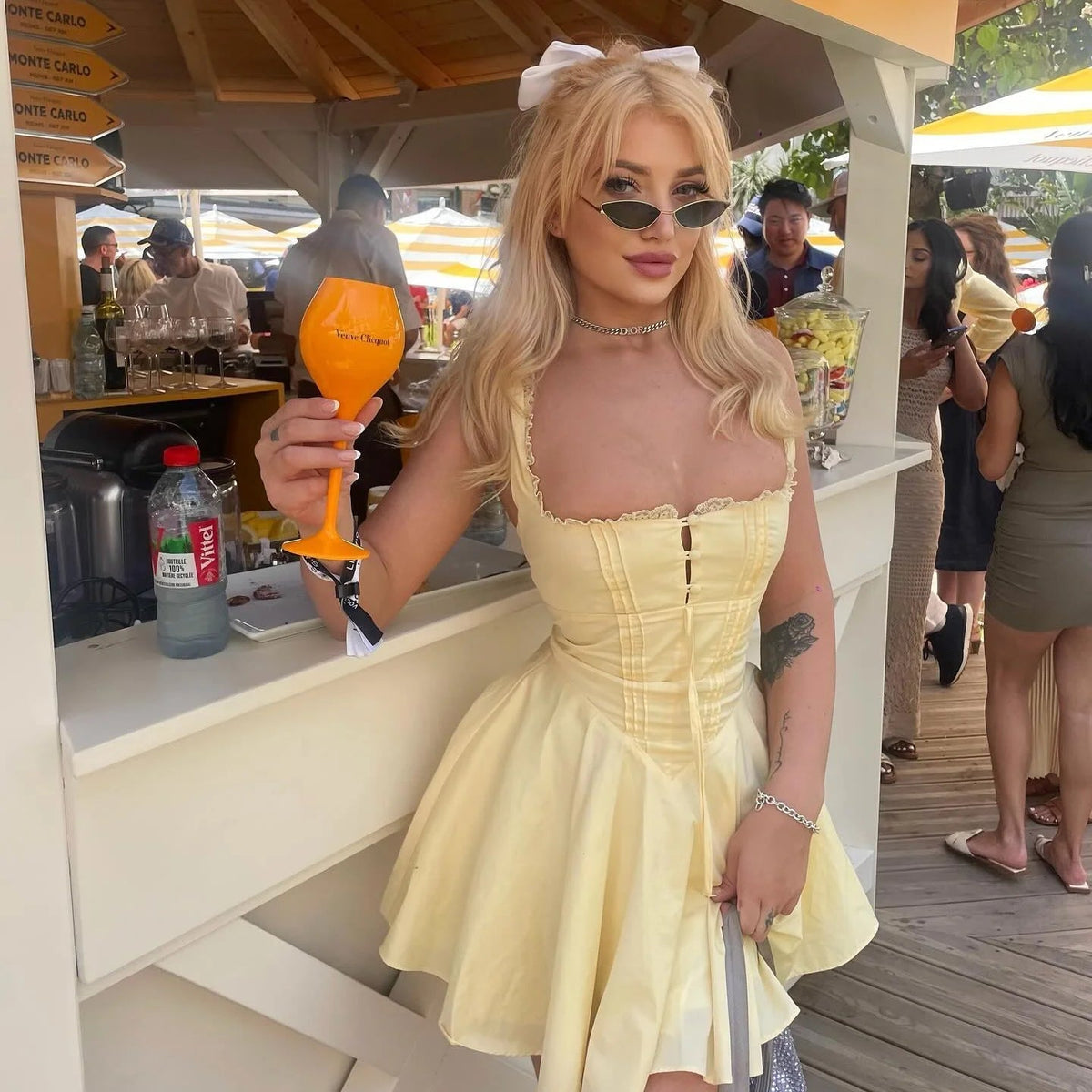 Minivestido vaporoso con cordones Jolie