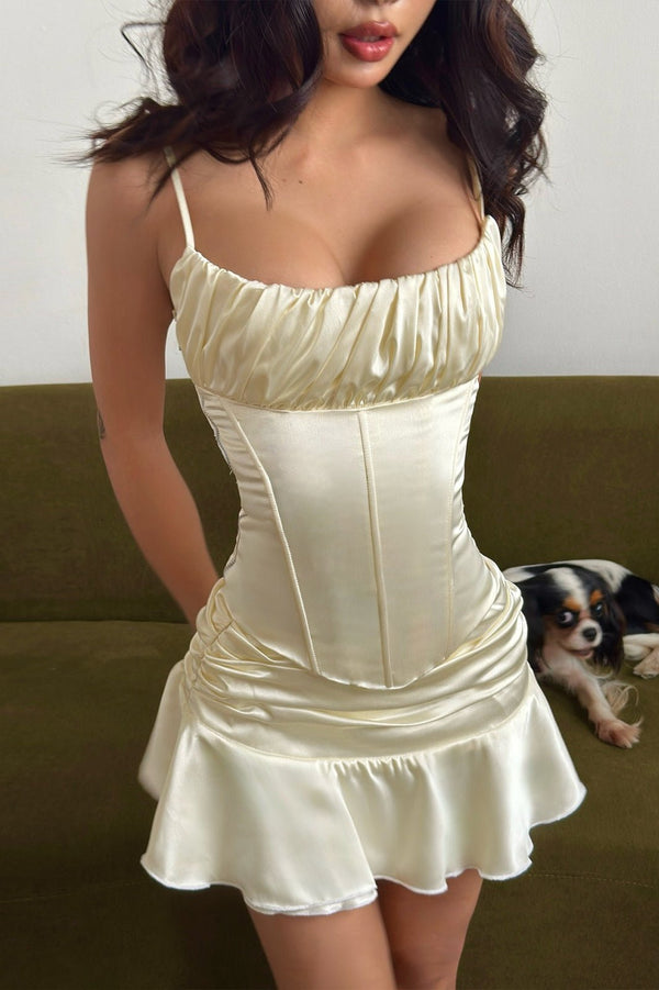 Conjunto Julia de top de tirantes con espalda descubierta y falda de volantes