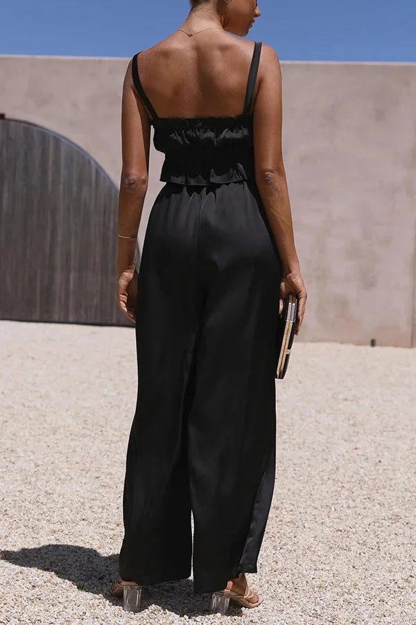 Conjunto de top con volantes y pantalón con cintura elástica Julianne