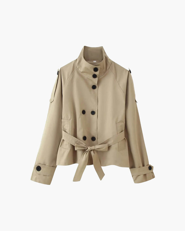 Gabardina corta con cuello mao Kara