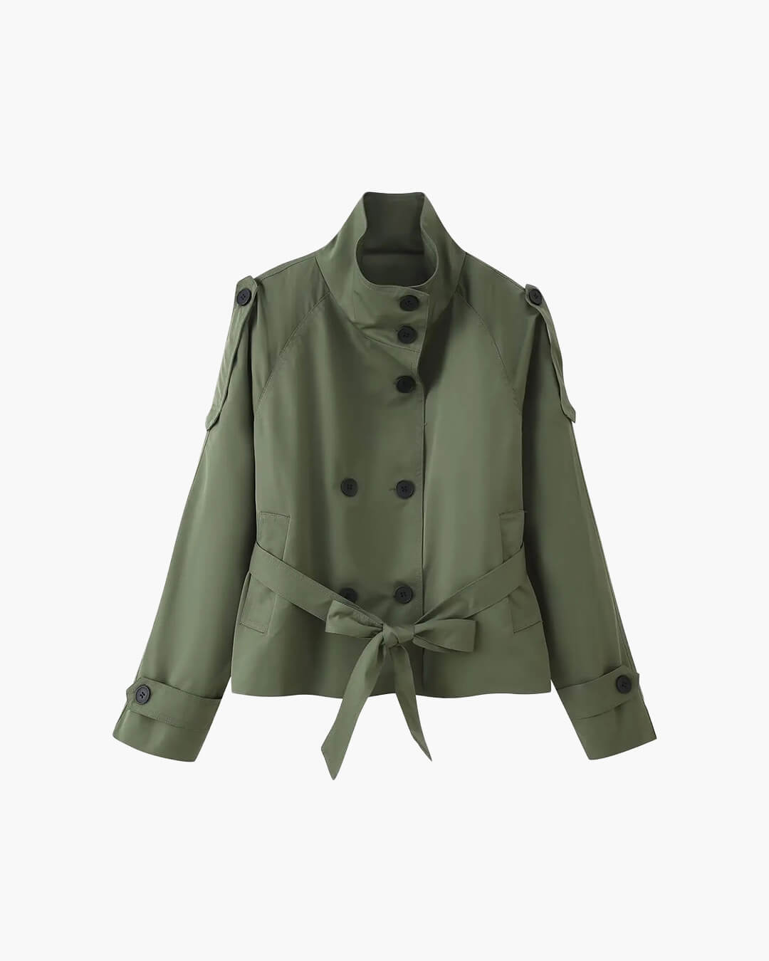 Gabardina corta con cuello mao Kara