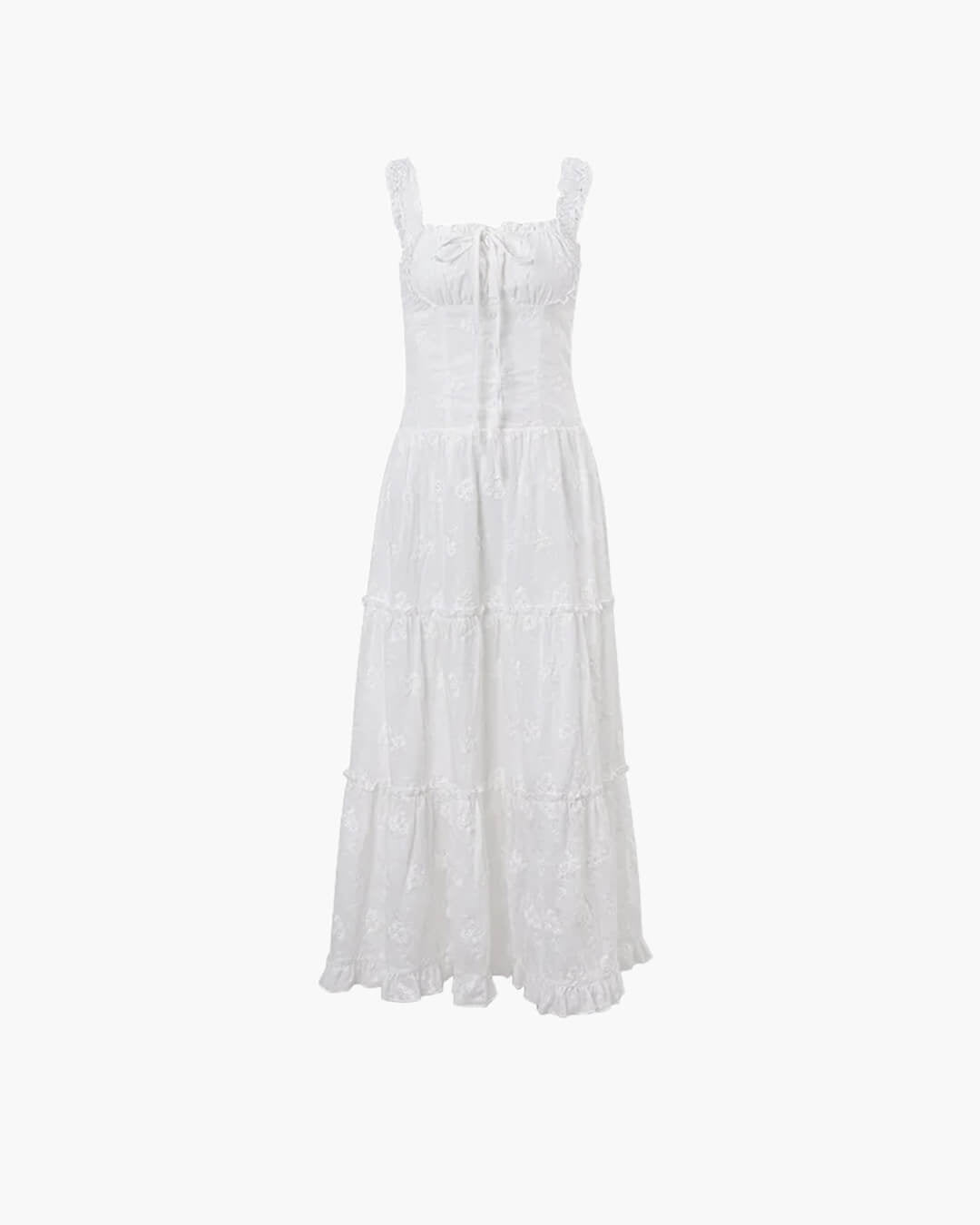 Vestido largo escalonado con volantes Karla