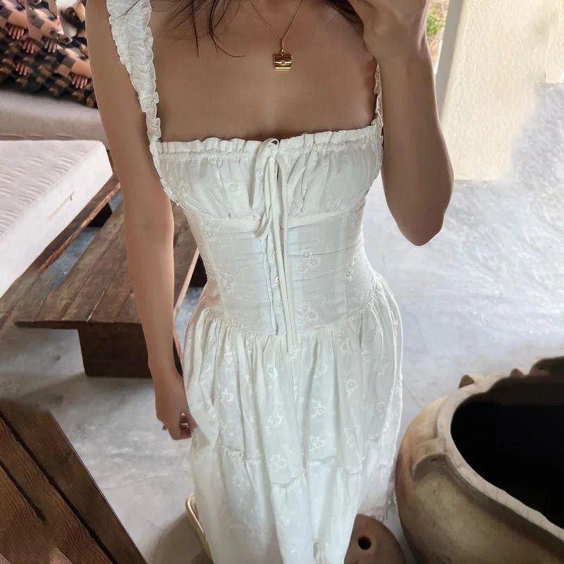 Vestido largo escalonado con volantes Karla