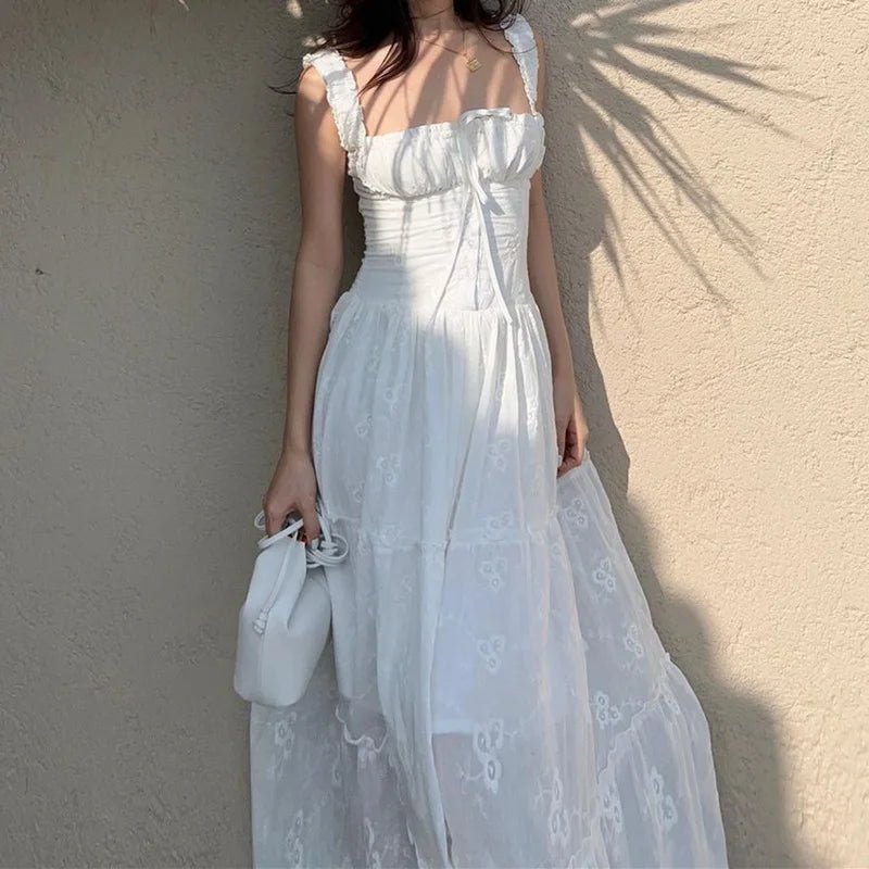 Vestido largo escalonado con volantes Karla