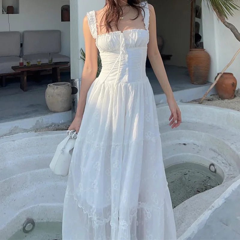 Vestido largo escalonado con volantes Karla