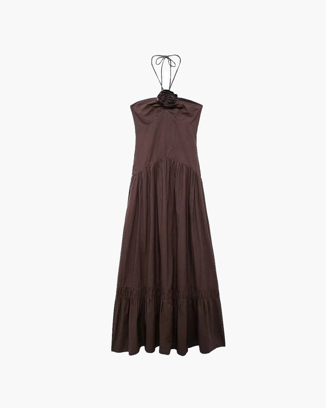 Vestido midi halter con aplique de flores Kate