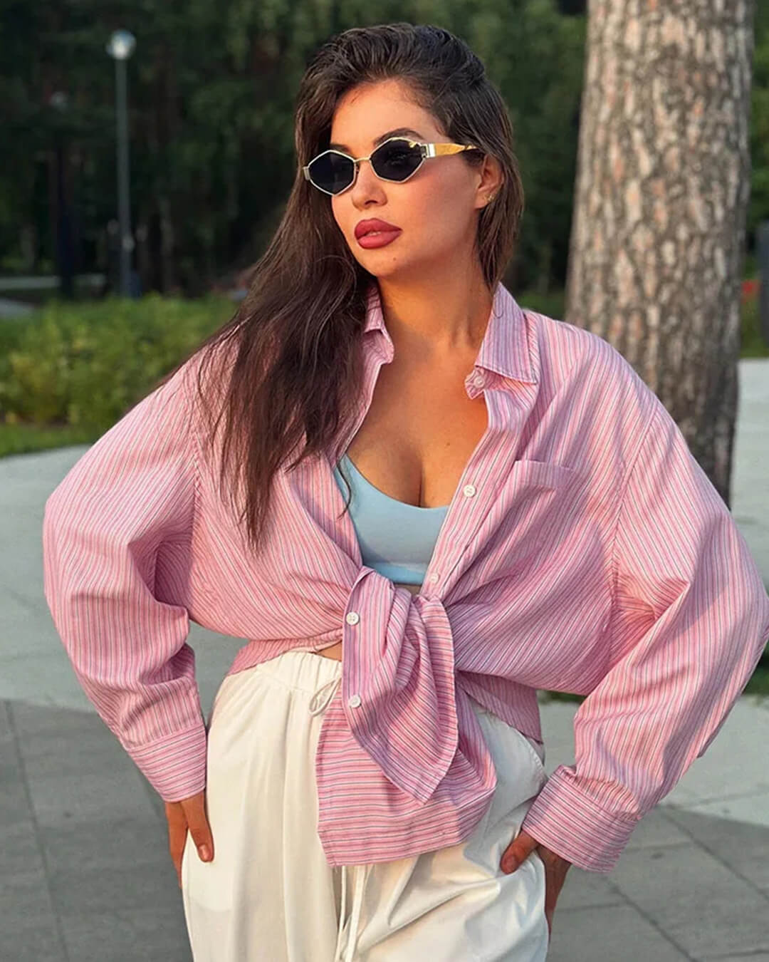 Camisas a rayas Kathy con mangas murciélago