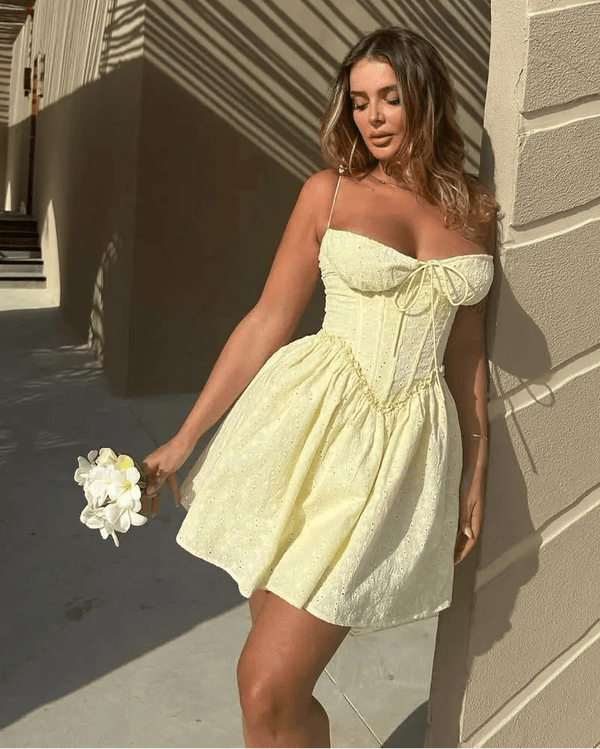 Minivestido bordado con aberturas Katie