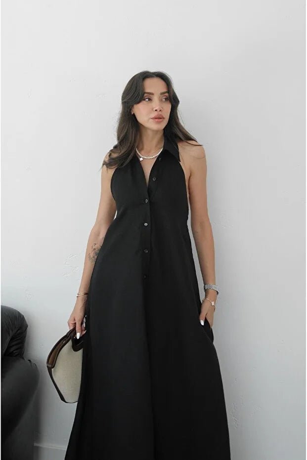 Vestido largo elegante halter Kaya