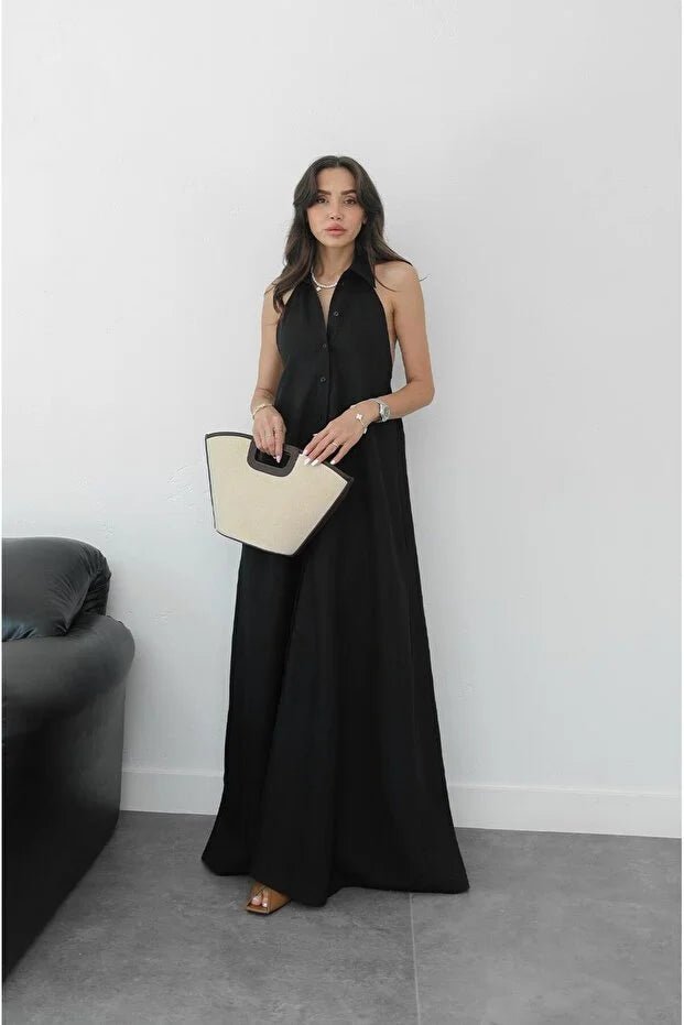 Vestido largo elegante halter Kaya