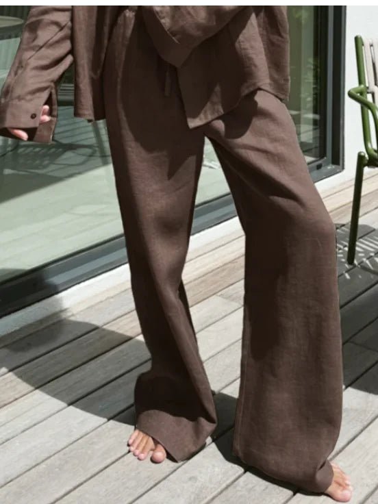 Pantalones de lino de pierna ancha Kendall
