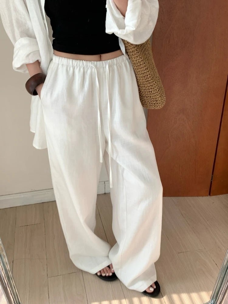 Pantalones de lino de pierna ancha Kendall