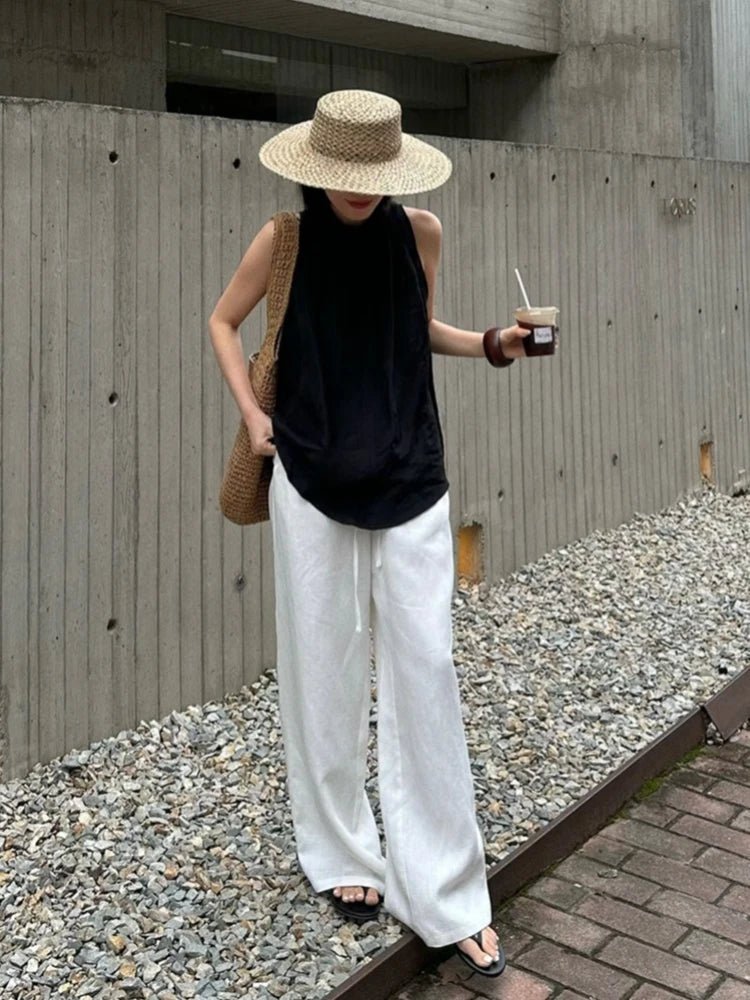 Pantalones de lino de pierna ancha Kendall