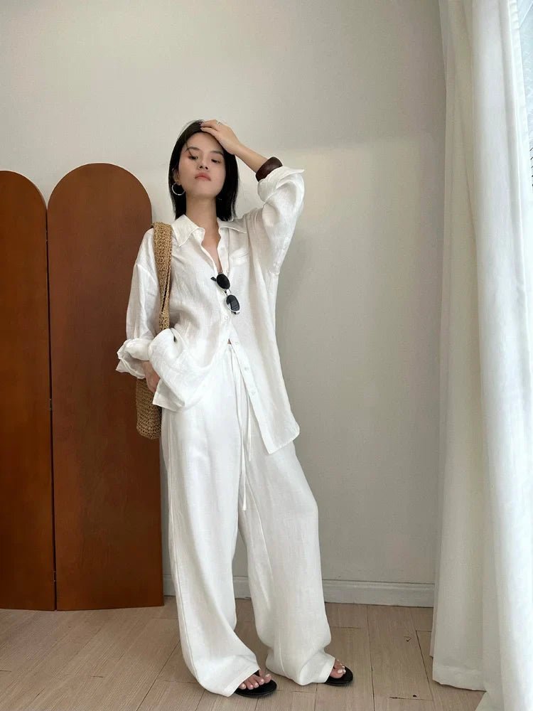 Pantalones de lino de pierna ancha Kendall