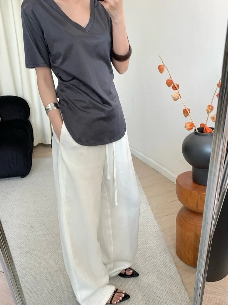 Pantalones de lino de pierna ancha Kendall