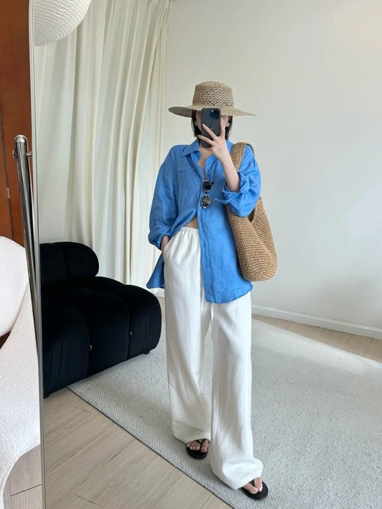 Pantalones de lino de pierna ancha Kendall