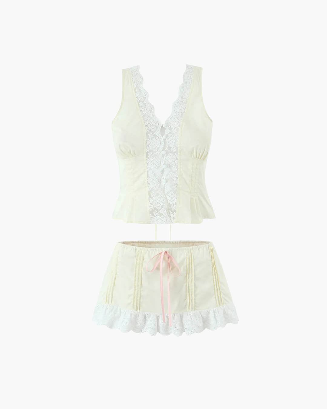 Conjunto de minifalda con ribete de encaje Klarissa