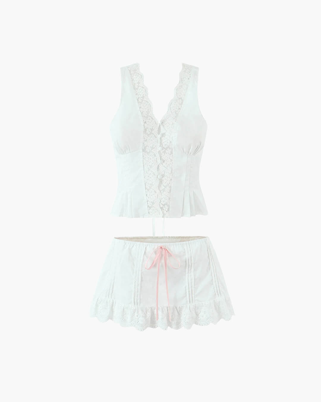 Conjunto de minifalda con ribete de encaje Klarissa