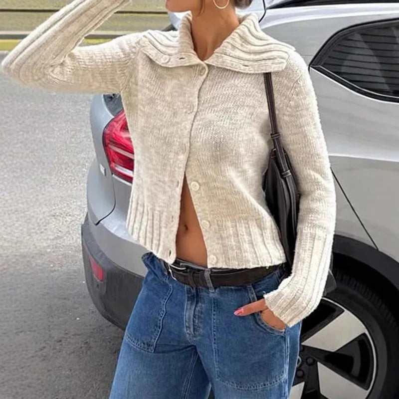 Cárdigan de punto con cuello ancho Hanne