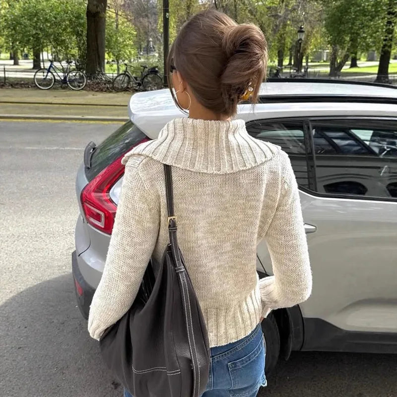 Cárdigan de punto con cuello ancho Hanne