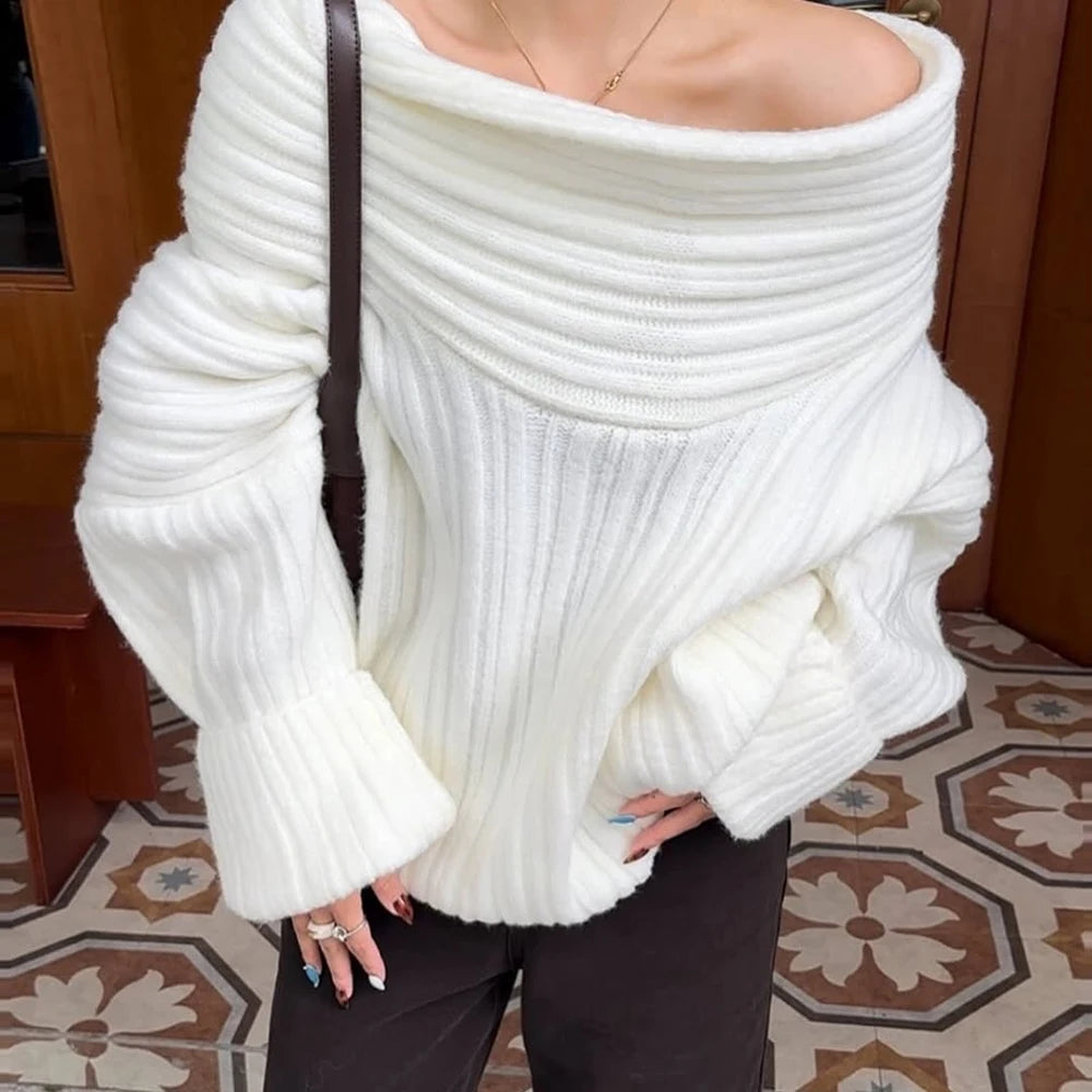 Jersey de canalé con hombros descubiertos Lina