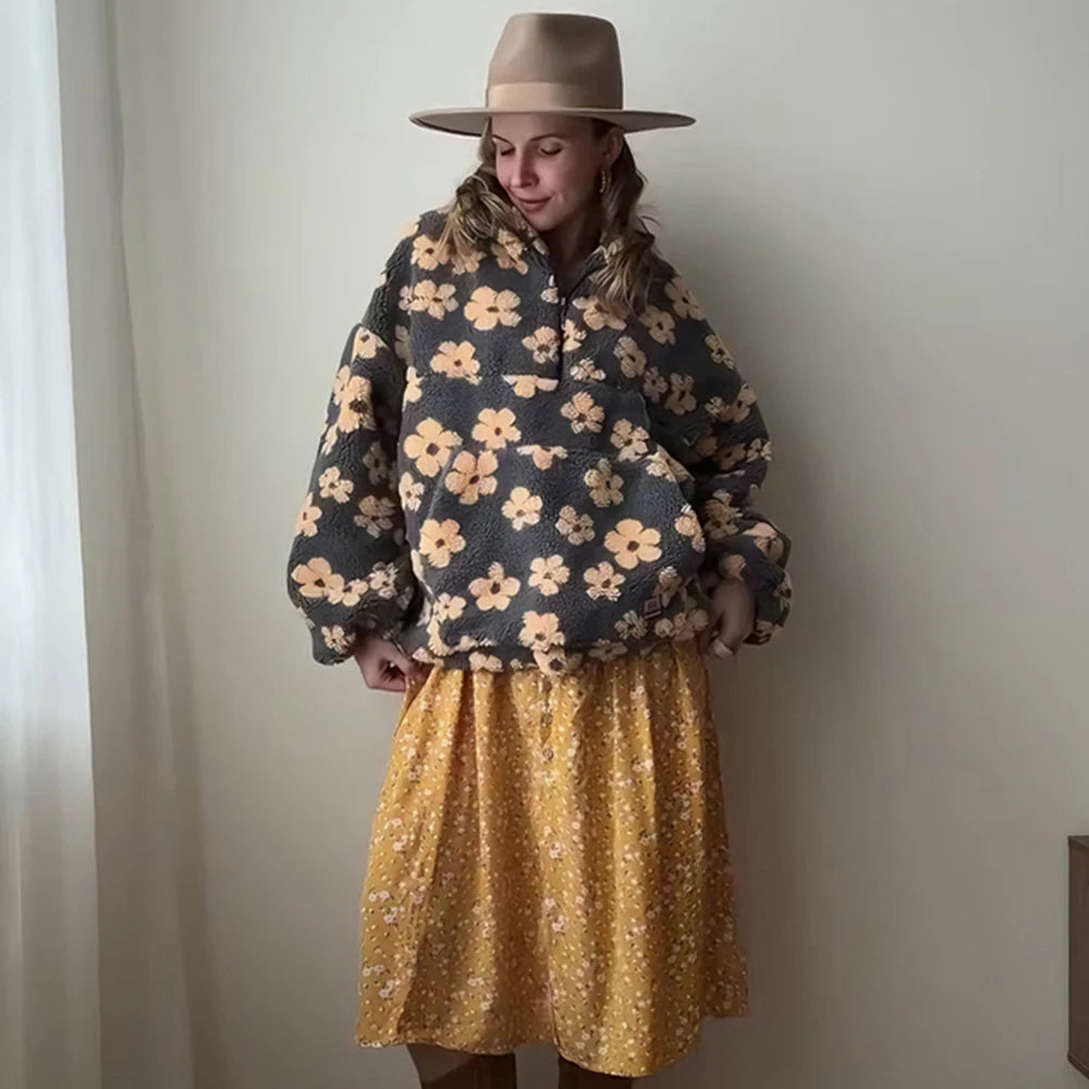 Suéter oversize de punto con cremallera