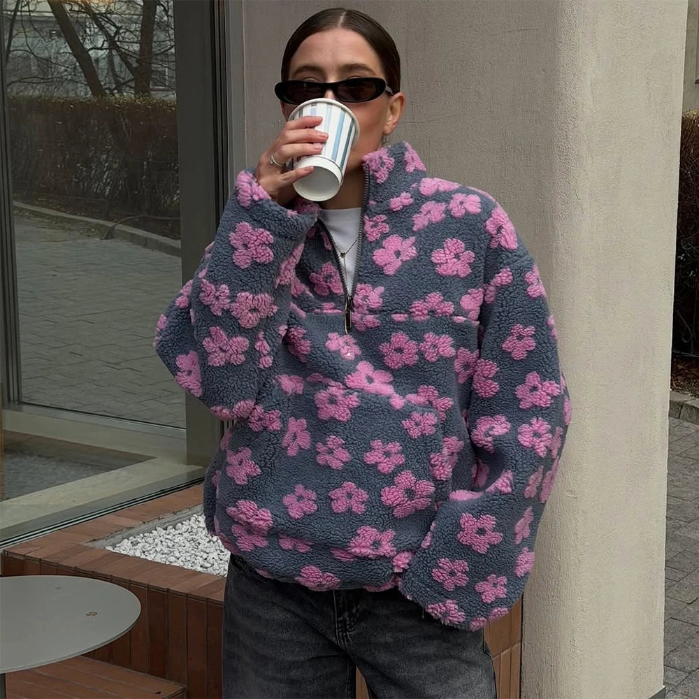 Suéter oversize de punto con cremallera