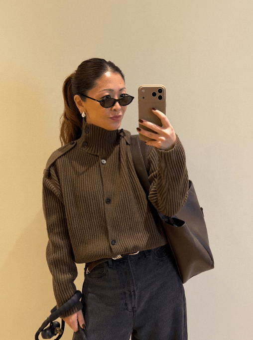 Cárdigan de punto con cuello alto Kylie
