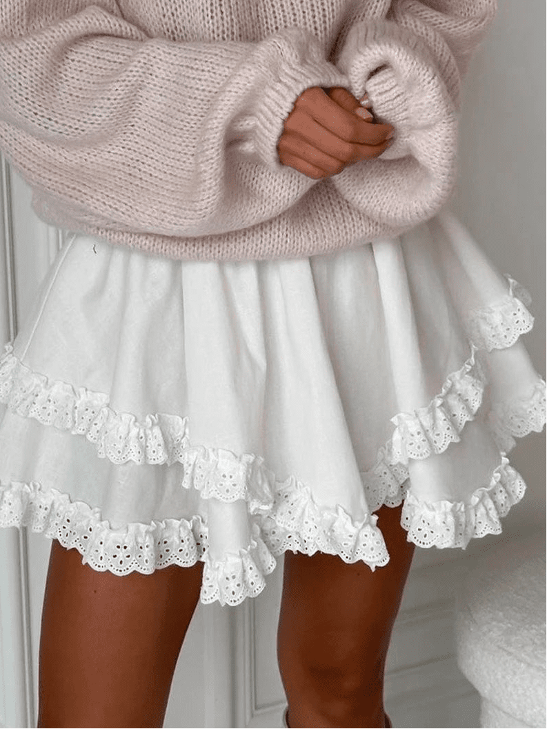Minifalda a capas con ribete de volantes Kyrie