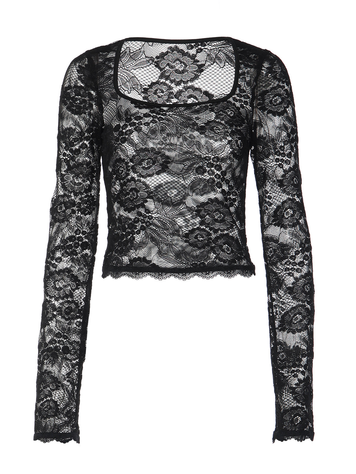 Top de encaje transparente con escote cuadrado Tereza