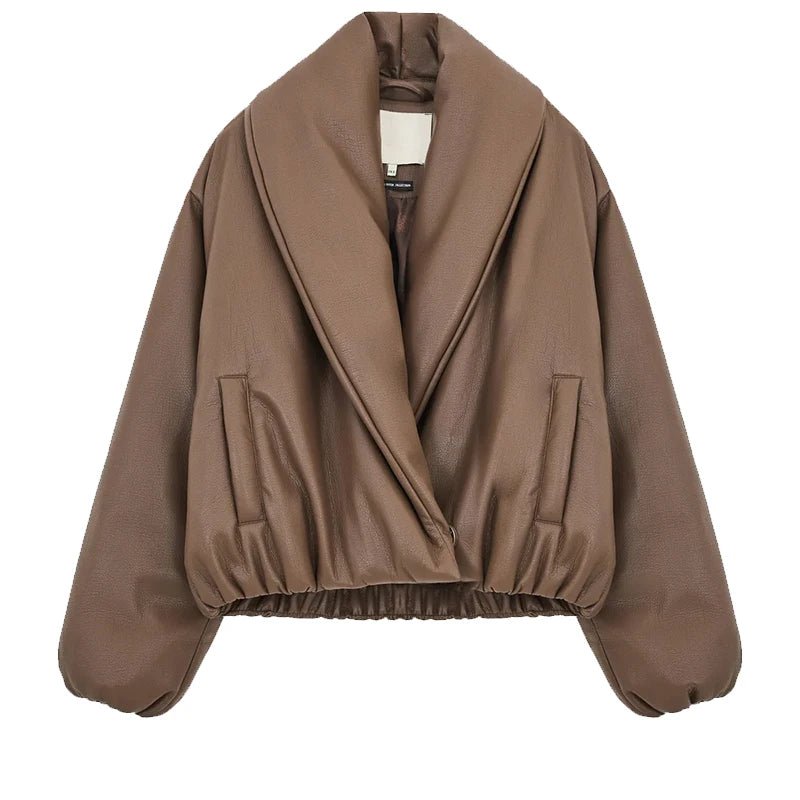 Chaqueta de cuero con solapa Lara