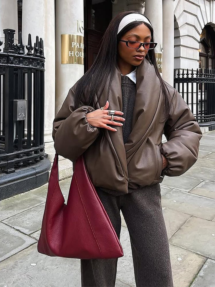 Chaqueta de cuero con solapa Lara