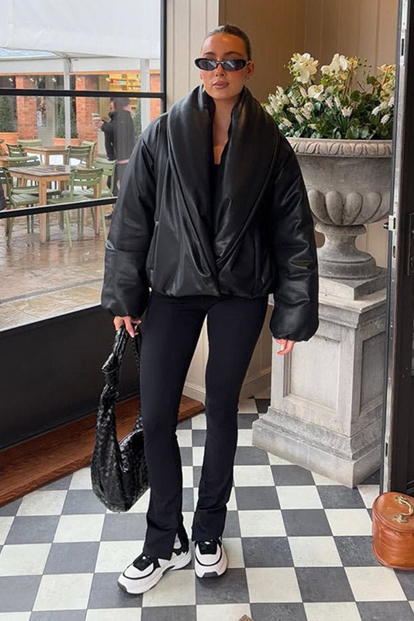 Chaqueta de cuero con solapa Lara