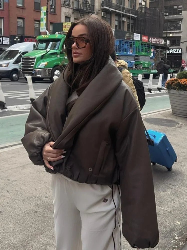 Chaqueta de cuero con solapa Lara