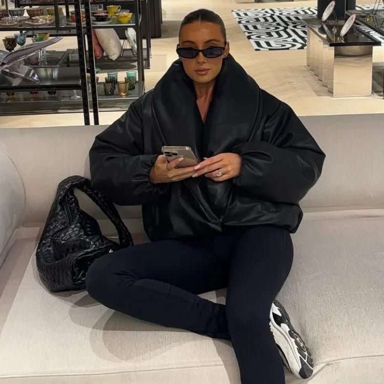 Chaqueta de cuero con solapa Lara