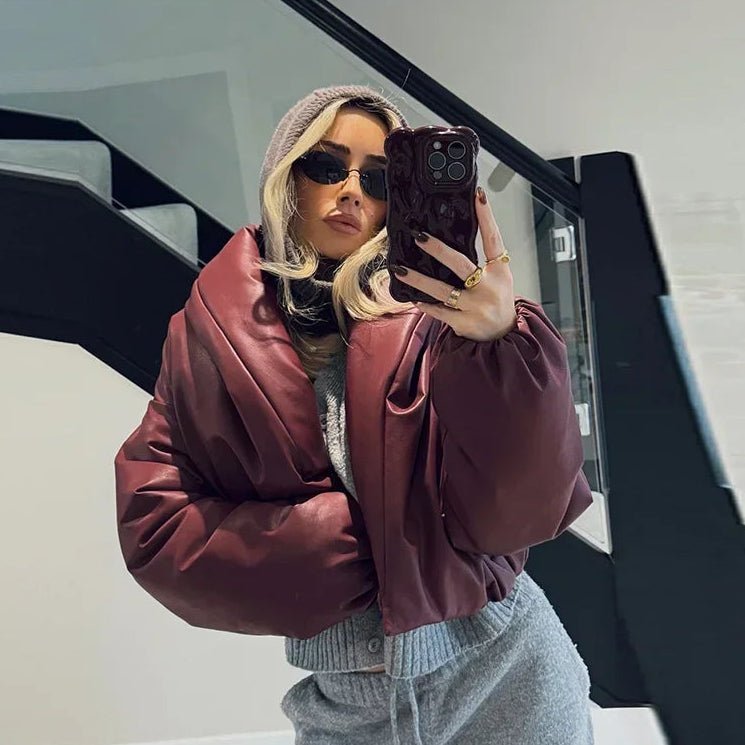 Chaqueta de cuero con solapa Lara