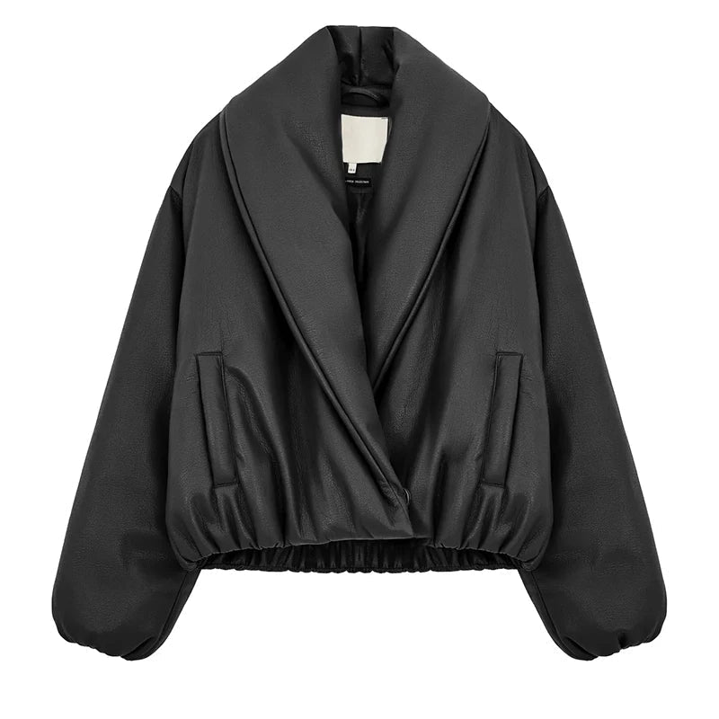 Chaqueta de cuero con solapa Lara