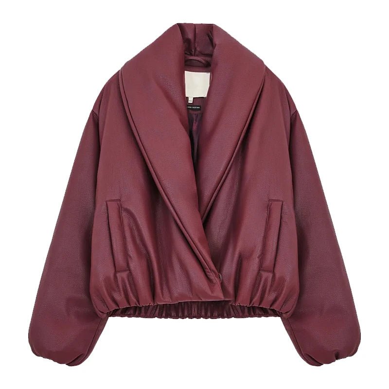Chaqueta de cuero con solapa Lara