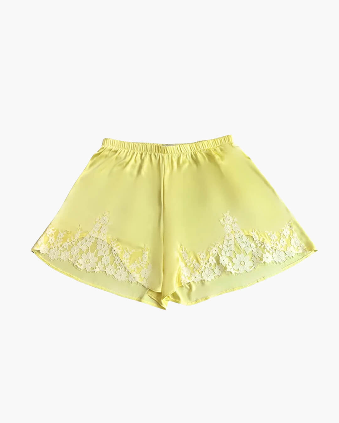 Shorts de satén con encaje y patchwork Laura