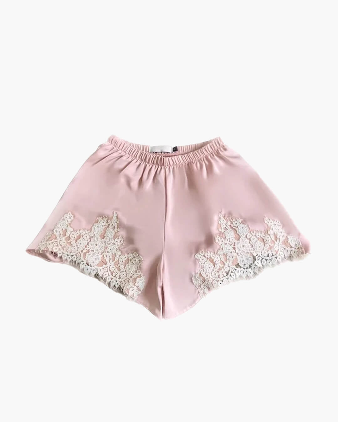 Shorts de satén con encaje y patchwork Laura