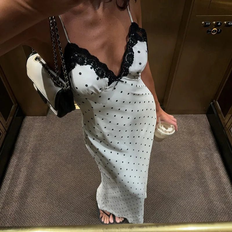 Vestido de lunares Laura con ribete de encaje