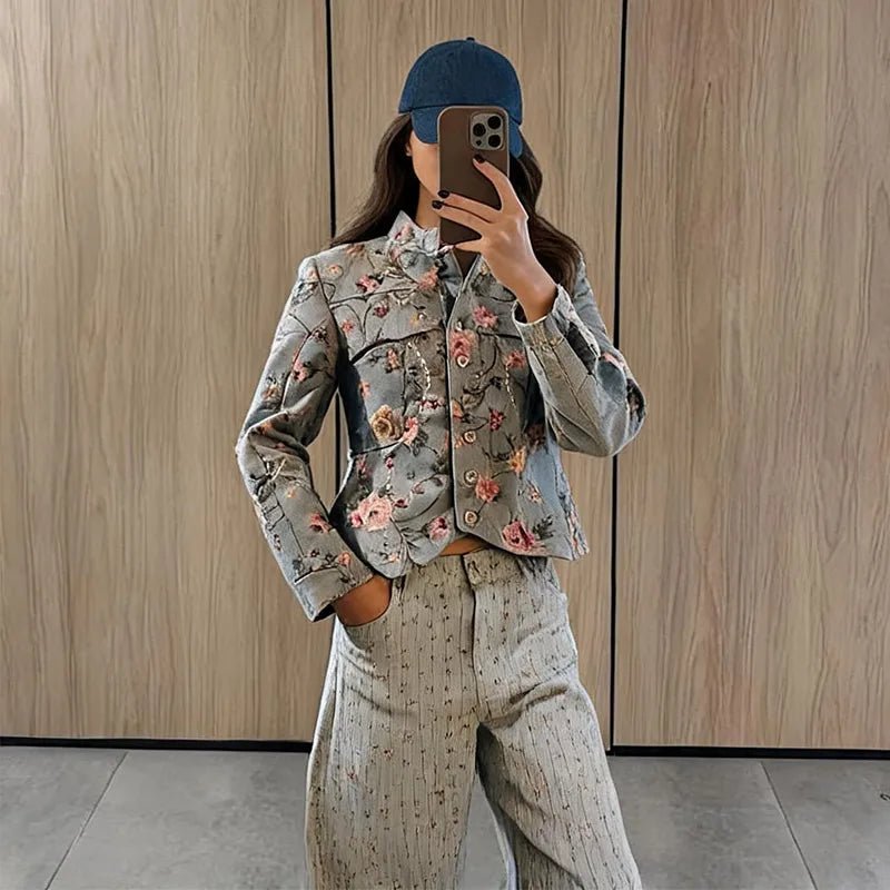 Chaqueta corta de jacquard vintage Laura